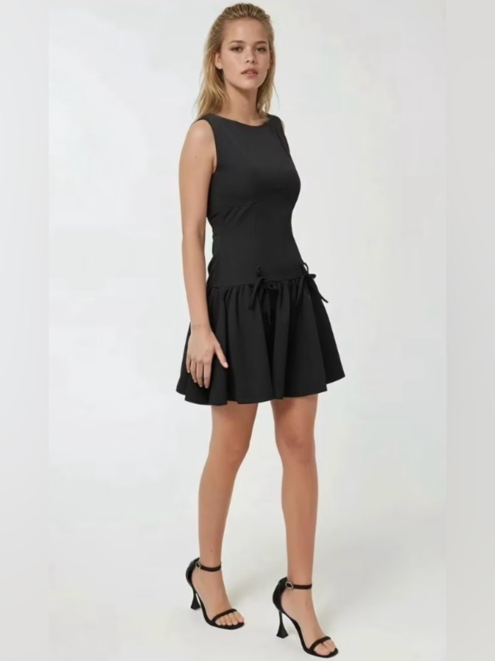 Madden Girl Sleeveless Mini Dress | Fitted Bodice | Ruffled Drop Hem Waist
